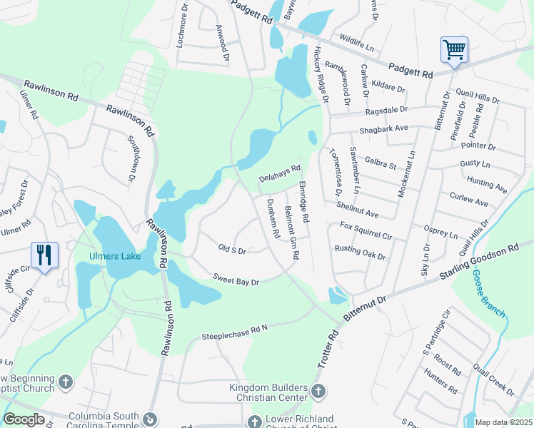 map of restaurants, bars, coffee shops, grocery stores, and more near 11 Candlewood Lane in Columbia