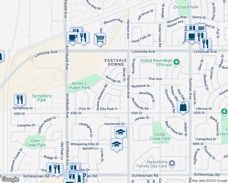 map of restaurants, bars, coffee shops, grocery stores, and more near 13904 Oak Tree Lane in Corona