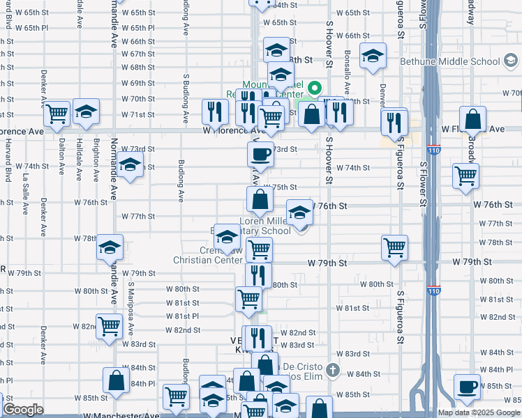 map of restaurants, bars, coffee shops, grocery stores, and more near in Los Angeles