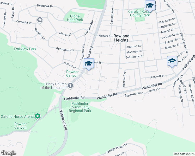 map of restaurants, bars, coffee shops, grocery stores, and more near 18229 Dusk Street in Rowland Heights