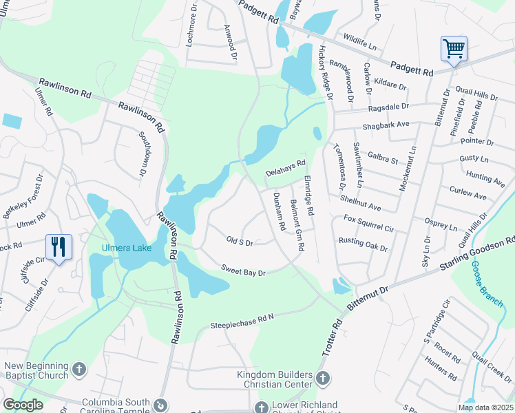 map of restaurants, bars, coffee shops, grocery stores, and more near 11 Candlewood Lane in Columbia