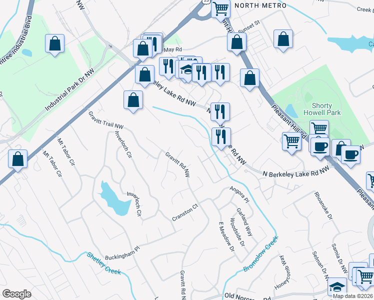 map of restaurants, bars, coffee shops, grocery stores, and more near 3940 Bimini Cove in Duluth