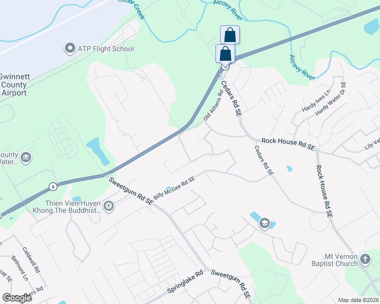 map of restaurants, bars, coffee shops, grocery stores, and more near 70 Bacchus Drive in Lawrenceville