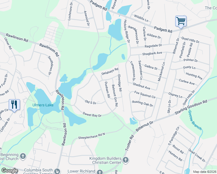 map of restaurants, bars, coffee shops, grocery stores, and more near 10 Candlewood Lane in Columbia