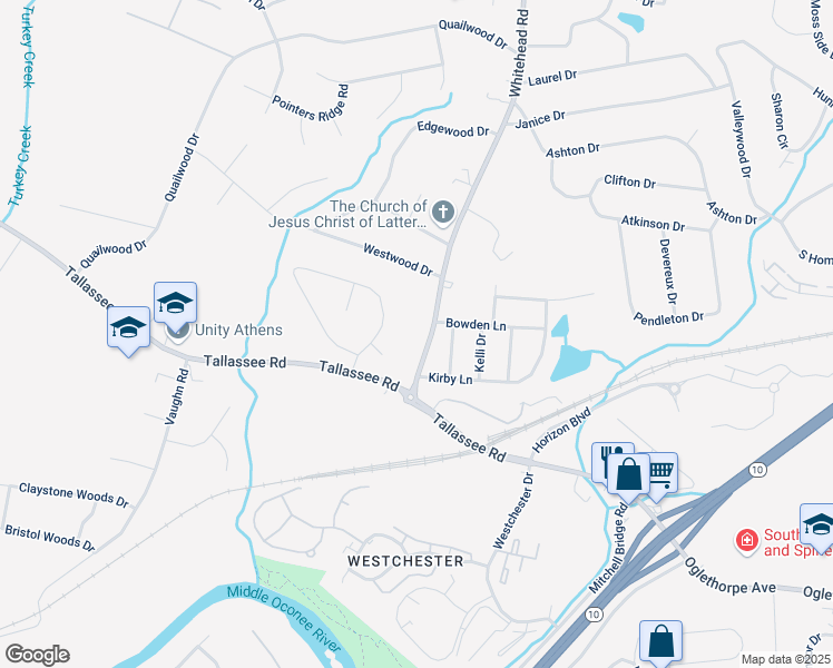 map of restaurants, bars, coffee shops, grocery stores, and more near 730 Whitehead Road in Athens
