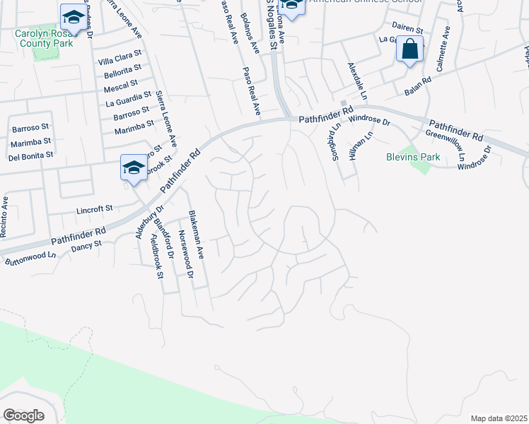 map of restaurants, bars, coffee shops, grocery stores, and more near 18925 Westleigh Place in Rowland Heights