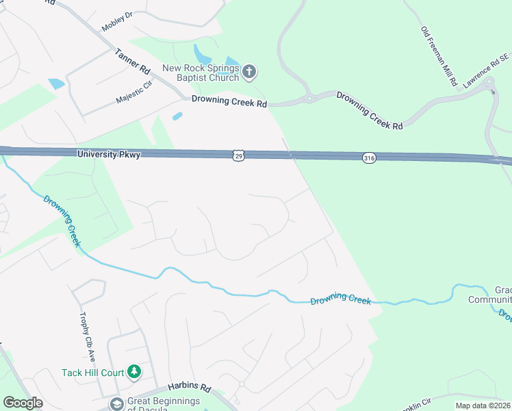 map of restaurants, bars, coffee shops, grocery stores, and more near 2902 Sam Calvin Drive in Dacula