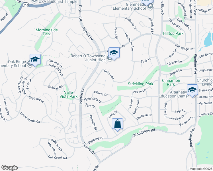 map of restaurants, bars, coffee shops, grocery stores, and more near 15564 Ridgecrest Lane in Chino Hills