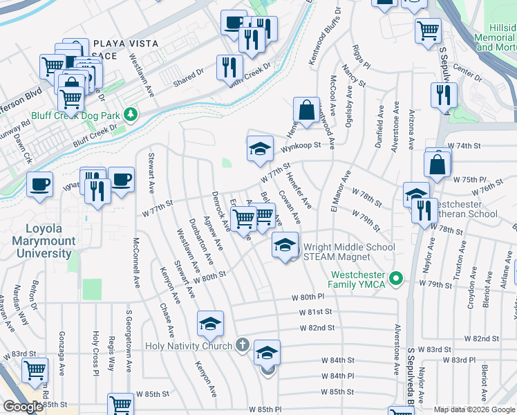 map of restaurants, bars, coffee shops, grocery stores, and more near 7818 Anise Avenue in Los Angeles