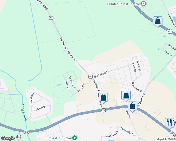 map of restaurants, bars, coffee shops, grocery stores, and more near 1811 Stamey Livestock Road in Sumter