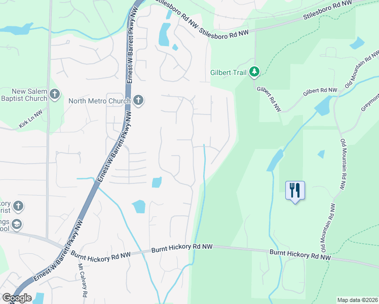 map of restaurants, bars, coffee shops, grocery stores, and more near 680 Crossfire Ridge Northwest in Marietta