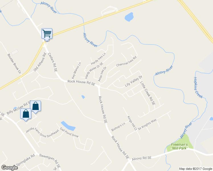 map of restaurants, bars, coffee shops, grocery stores, and more near 1430 Lily Valley Drive in Lawrenceville