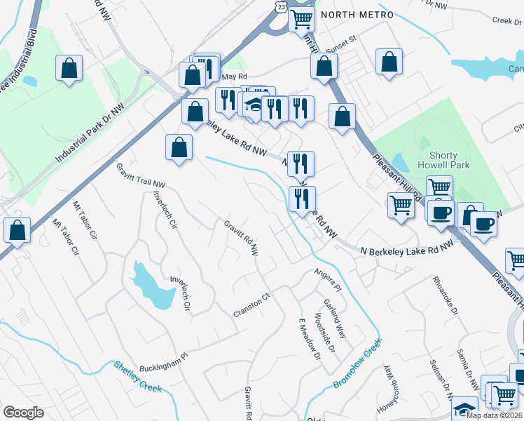 map of restaurants, bars, coffee shops, grocery stores, and more near 3940 Bimini Cove in Duluth