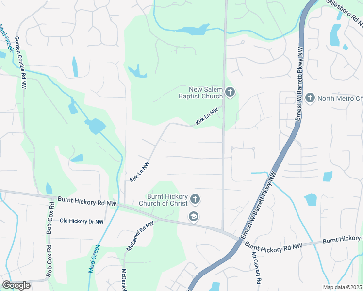 map of restaurants, bars, coffee shops, grocery stores, and more near 2301 Kirk Farm Place Northwest in Kennesaw
