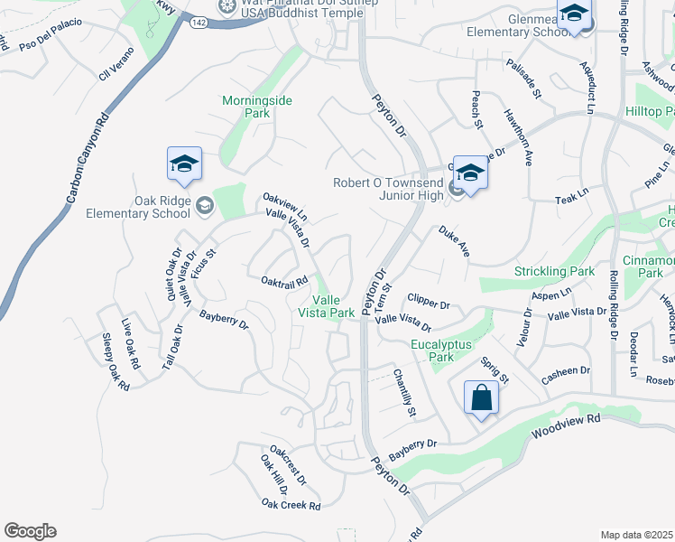 map of restaurants, bars, coffee shops, grocery stores, and more near 3233 Oakleaf Court in Chino Hills