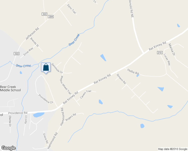map of restaurants, bars, coffee shops, grocery stores, and more near 2262 Rat Kinney Road in Statham
