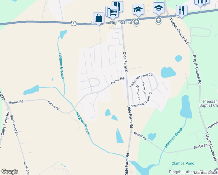 map of restaurants, bars, coffee shops, grocery stores, and more near 250 Olde Farm Road in Lexington