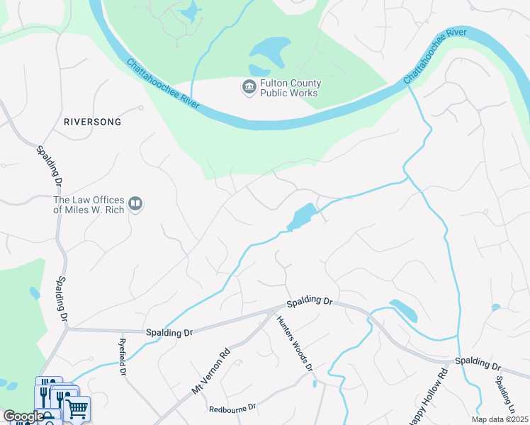map of restaurants, bars, coffee shops, grocery stores, and more near 3821 Teesdale Court in Atlanta