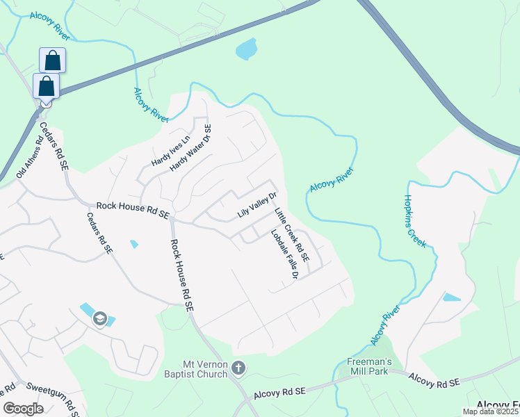 map of restaurants, bars, coffee shops, grocery stores, and more near 2080 Lily Valley Drive in Lawrenceville