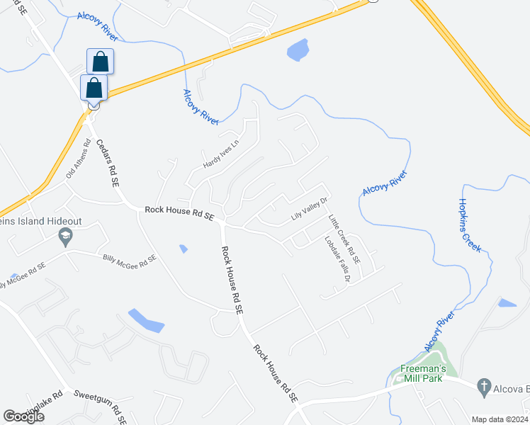 map of restaurants, bars, coffee shops, grocery stores, and more near 1560 Lily Valley Drive in Lawrenceville