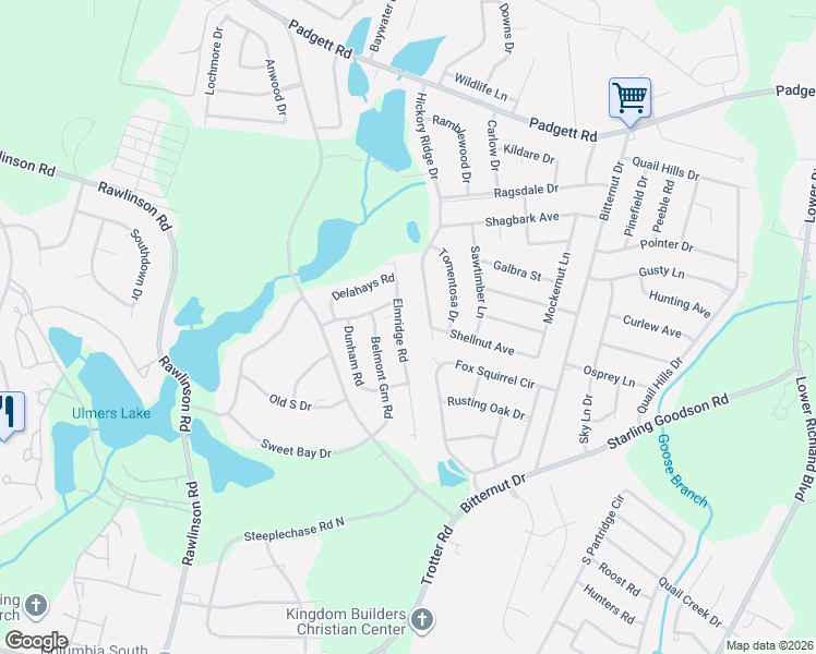 map of restaurants, bars, coffee shops, grocery stores, and more near 3320 Trotter Road in Columbia