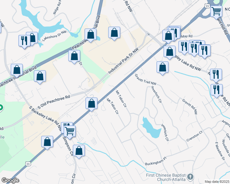 map of restaurants, bars, coffee shops, grocery stores, and more near 4196 U.S. 23 in Duluth