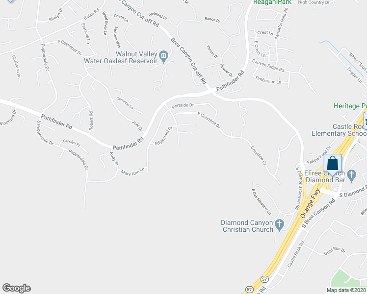 map of restaurants, bars, coffee shops, grocery stores, and more near 2792 South Hillrise Drive in Walnut