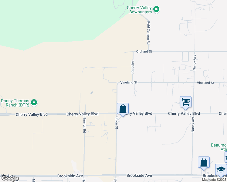 map of restaurants, bars, coffee shops, grocery stores, and more near 10313 Union Street in Cherry Valley