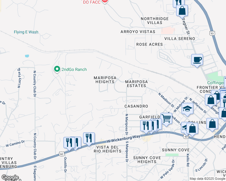 map of restaurants, bars, coffee shops, grocery stores, and more near 508 Sierra Vista Drive in Wickenburg