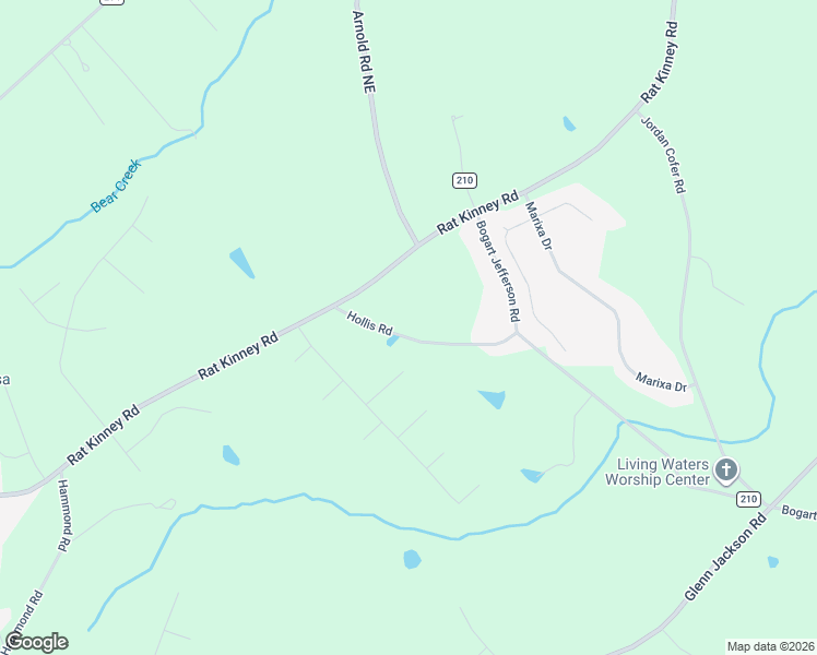 map of restaurants, bars, coffee shops, grocery stores, and more near 2436 Hollis Road in Statham