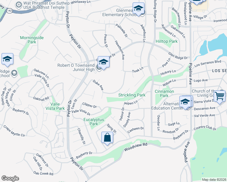 map of restaurants, bars, coffee shops, grocery stores, and more near 3600 Hillsdale Ranch Road in Chino Hills
