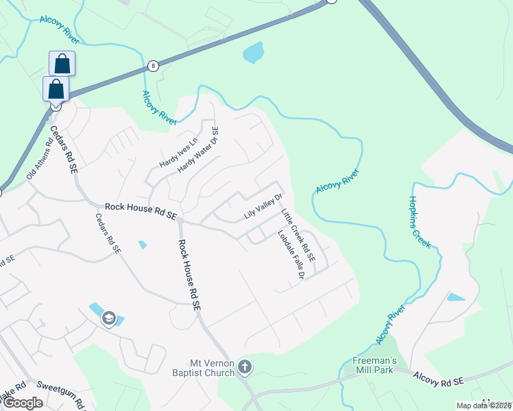 map of restaurants, bars, coffee shops, grocery stores, and more near 1730 Lily Valley Drive in Lawrenceville