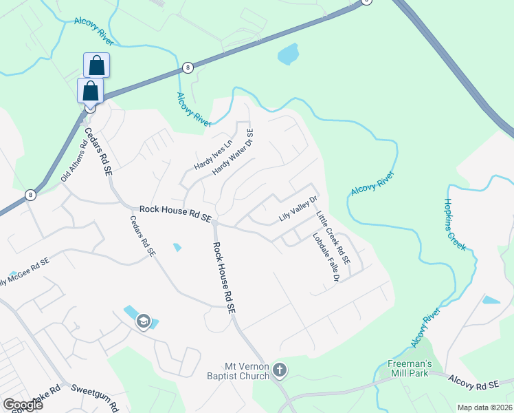 map of restaurants, bars, coffee shops, grocery stores, and more near 1560 Lily Valley Drive in Lawrenceville