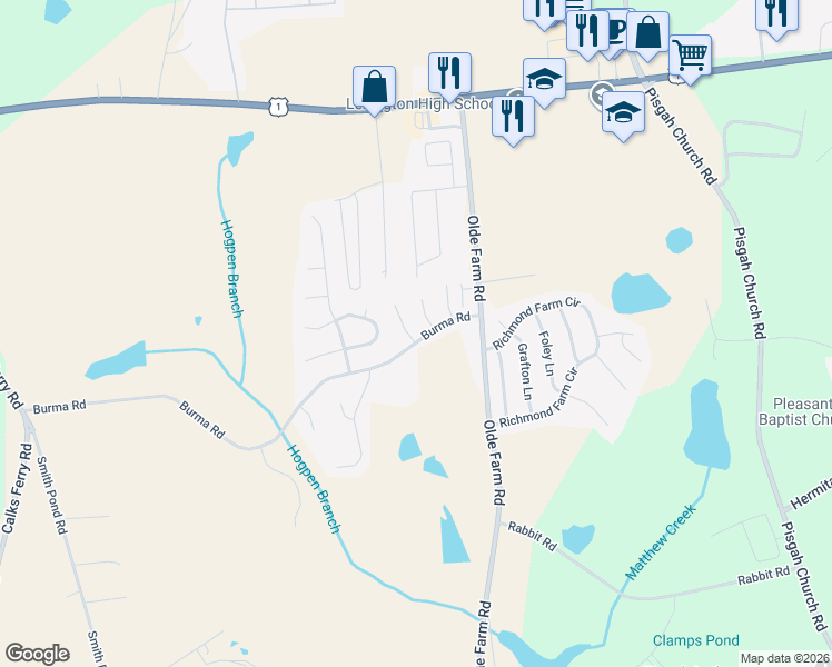 map of restaurants, bars, coffee shops, grocery stores, and more near 305 Olde Hickory Court in Lexington