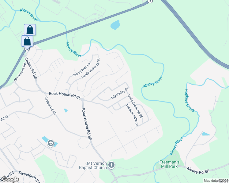 map of restaurants, bars, coffee shops, grocery stores, and more near 1731 Lily Valley Drive in Lawrenceville