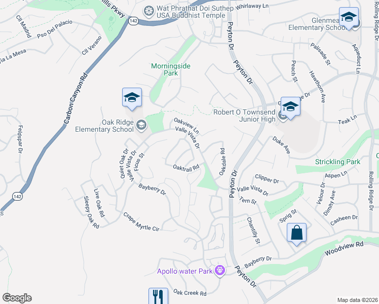 map of restaurants, bars, coffee shops, grocery stores, and more near 15508 Oakhurst Street in Chino Hills