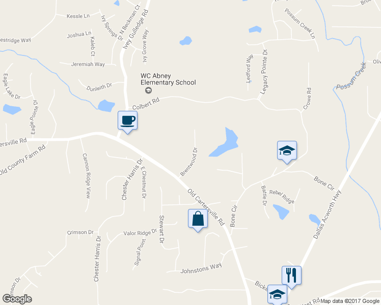 map of restaurants, bars, coffee shops, grocery stores, and more near 143 Brentwood Drive in Dallas