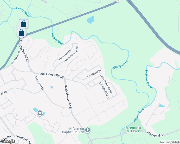 map of restaurants, bars, coffee shops, grocery stores, and more near 1731 Lily Valley Drive in Lawrenceville