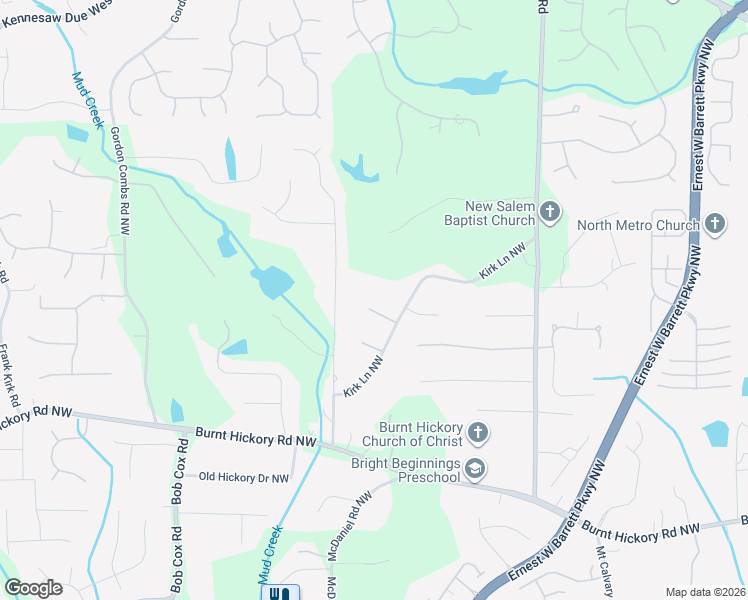 map of restaurants, bars, coffee shops, grocery stores, and more near 2530 Kirk Pointe Cove Northwest in Kennesaw