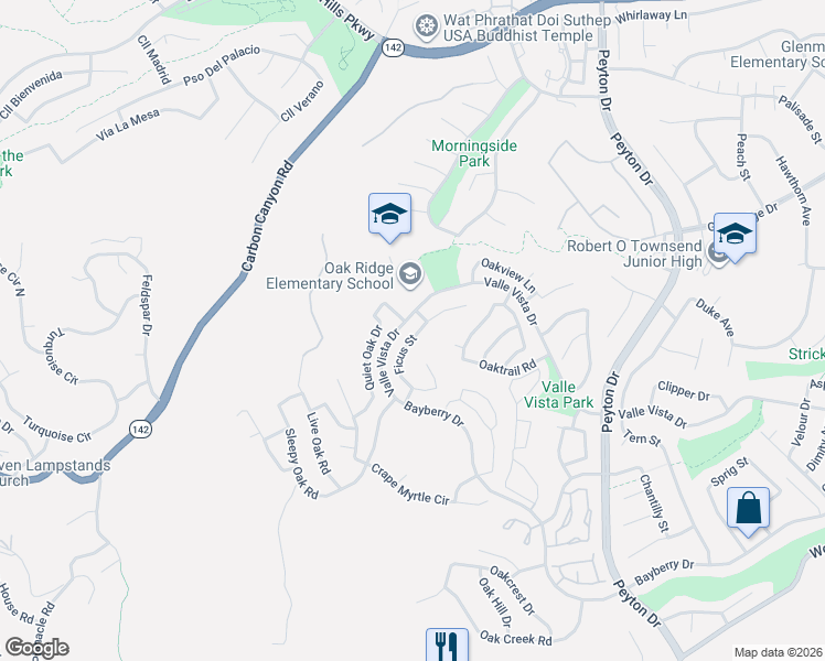 map of restaurants, bars, coffee shops, grocery stores, and more near 15470 Ficus Street in Chino Hills