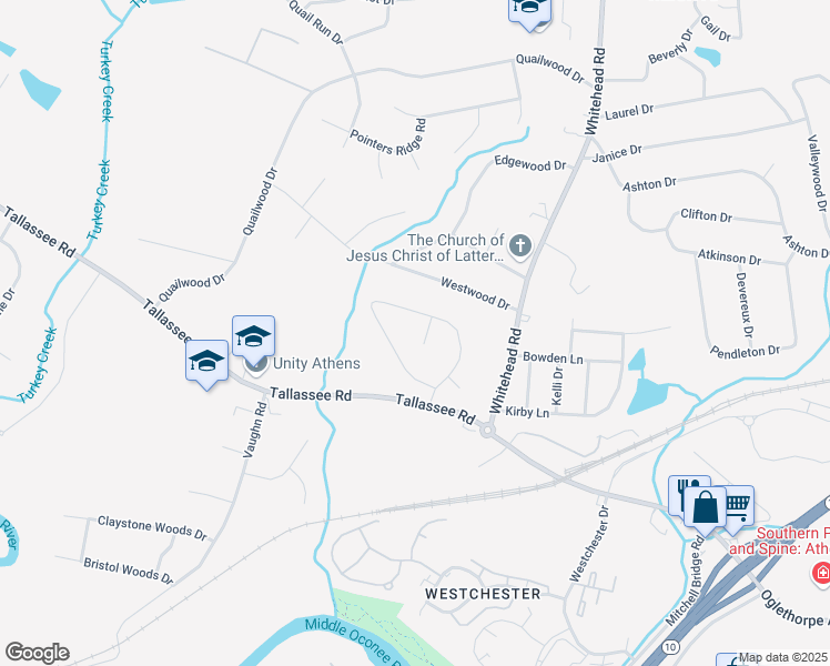 map of restaurants, bars, coffee shops, grocery stores, and more near 122 Chadd's Court in Athens