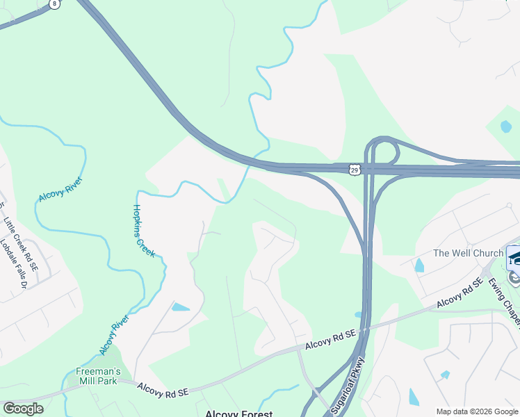 map of restaurants, bars, coffee shops, grocery stores, and more near 2056 Alcovy Trace Way in Lawrenceville