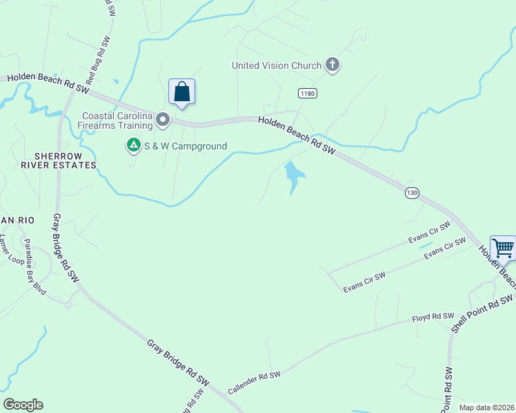 map of restaurants, bars, coffee shops, grocery stores, and more near 28463 Lina Trail Southwest in Shallotte