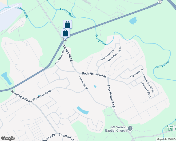 map of restaurants, bars, coffee shops, grocery stores, and more near 1201 Image Ives Drive in Lawrenceville