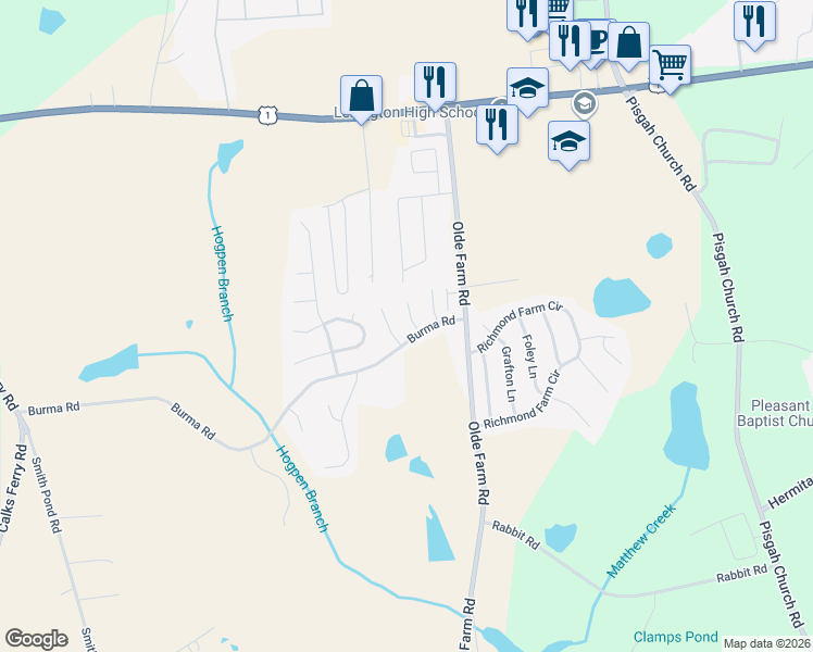 map of restaurants, bars, coffee shops, grocery stores, and more near 305 Olde Hickory Court in Lexington