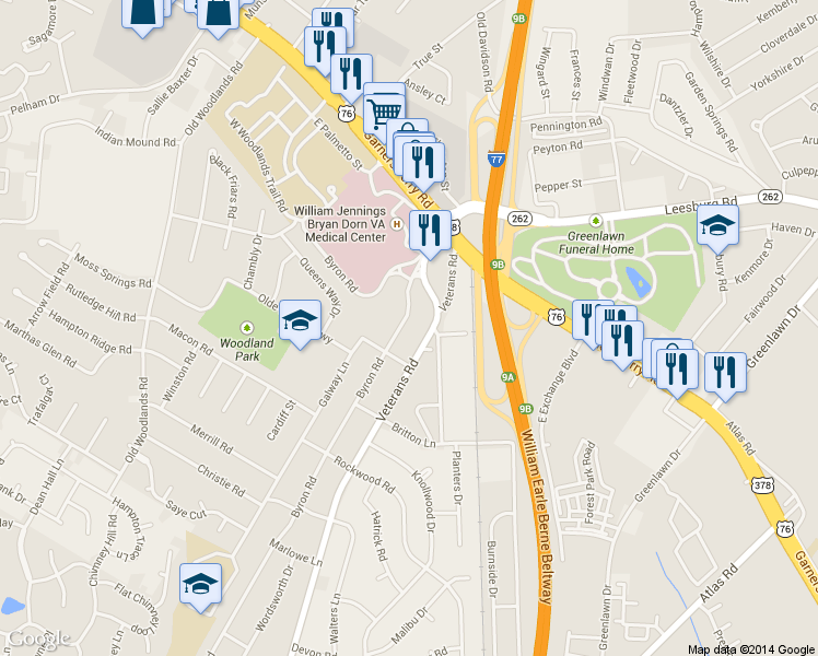 map of restaurants, bars, coffee shops, grocery stores, and more near 332 Byron Road in Columbia