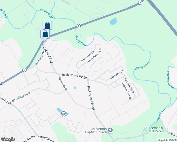 map of restaurants, bars, coffee shops, grocery stores, and more near 1260 Aster Ives Drive in Lawrenceville