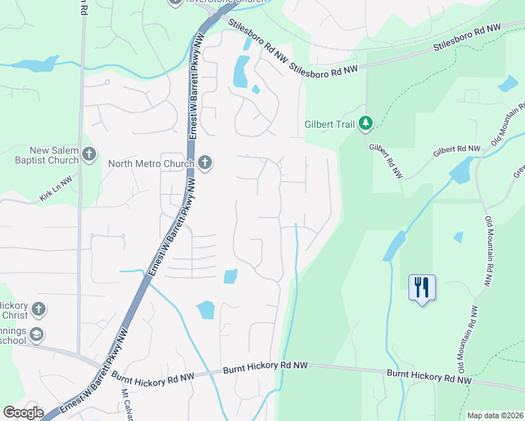 map of restaurants, bars, coffee shops, grocery stores, and more near 1870 Kirkmont Dr NW in Marietta