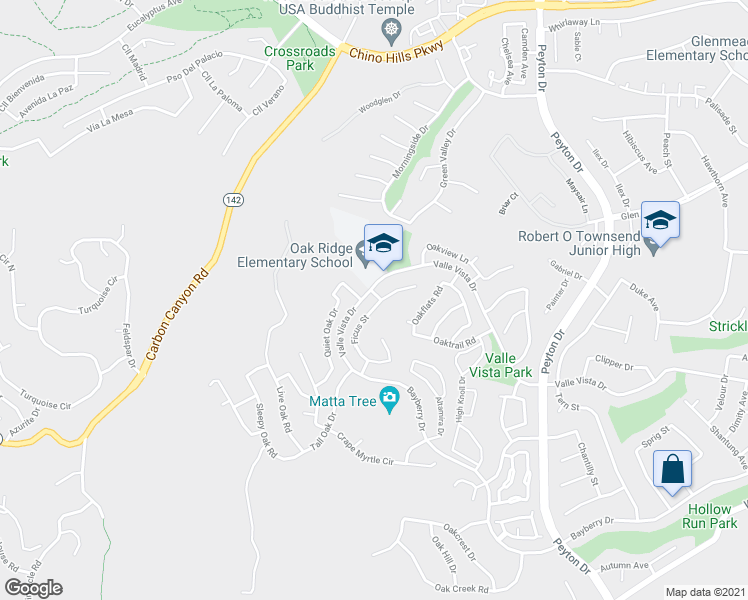 map of restaurants, bars, coffee shops, grocery stores, and more near 15470 Ficus Street in Chino Hills