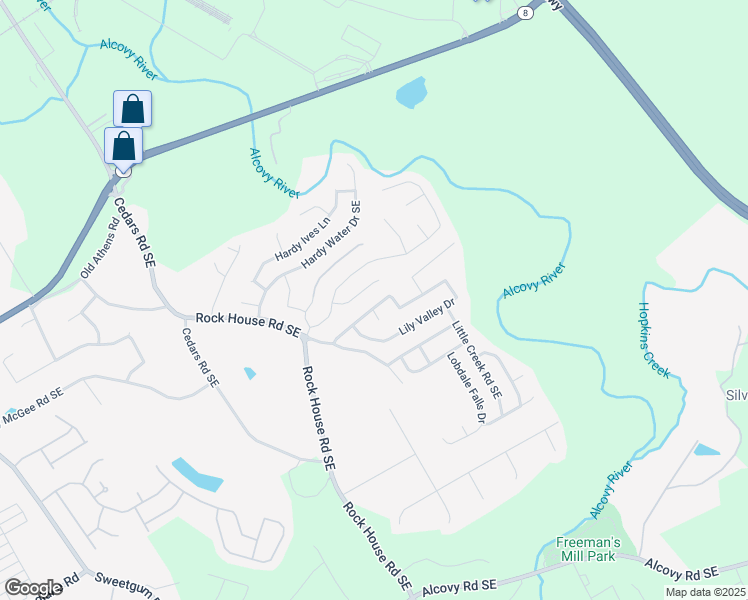 map of restaurants, bars, coffee shops, grocery stores, and more near 1570 Lily Valley Drive in Lawrenceville